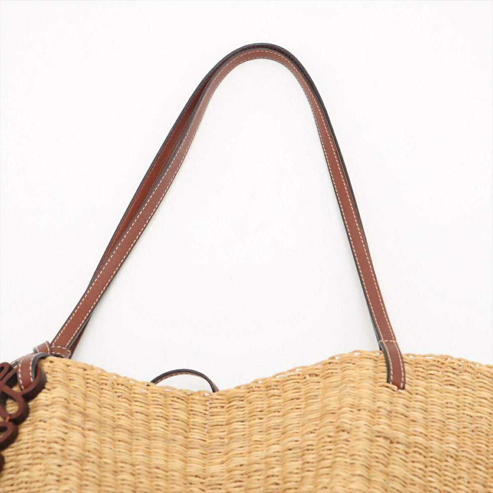 Loewe Shell Basket Elephant Grass Leather Bag Beige Tan Brown - Picture 6 of 8